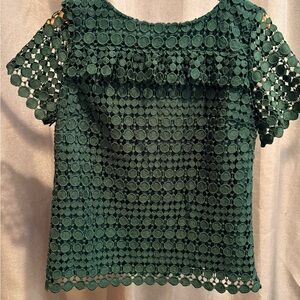 *RSVP by Talbots Green Dot Lace Overlay Blouse